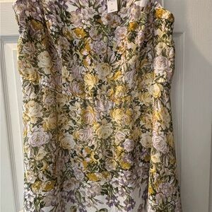 Lane Bryant White and Green Floral Dress